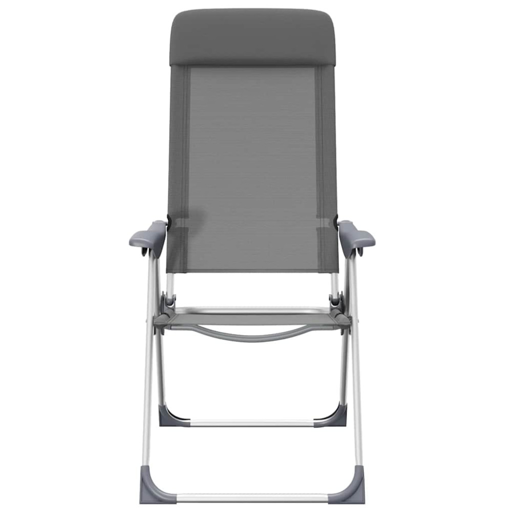 Produktbild för Hopfällbara campingstolar 4 st aluminium grå