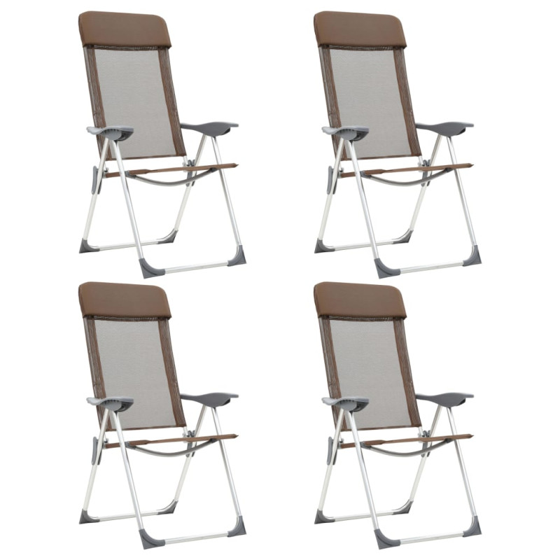 Produktbild för Hopfällbara campingstolar 4 st aluminium brun
