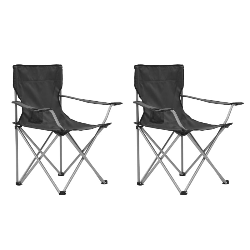 Produktbild för Campingbord och stolar 3 delar grå