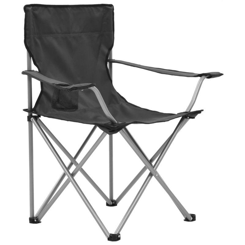 Produktbild för Campingbord och stolar 3 delar grå