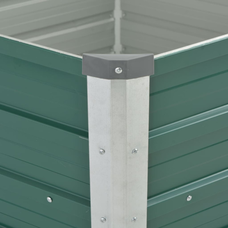 Produktbild för Odlingslåda upphöjd galvaniserat stål 129x129x77 cm grön