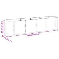 Produktbild för Odlingslåda upphöjd galvaniserat stål 400x80x81 cm silver