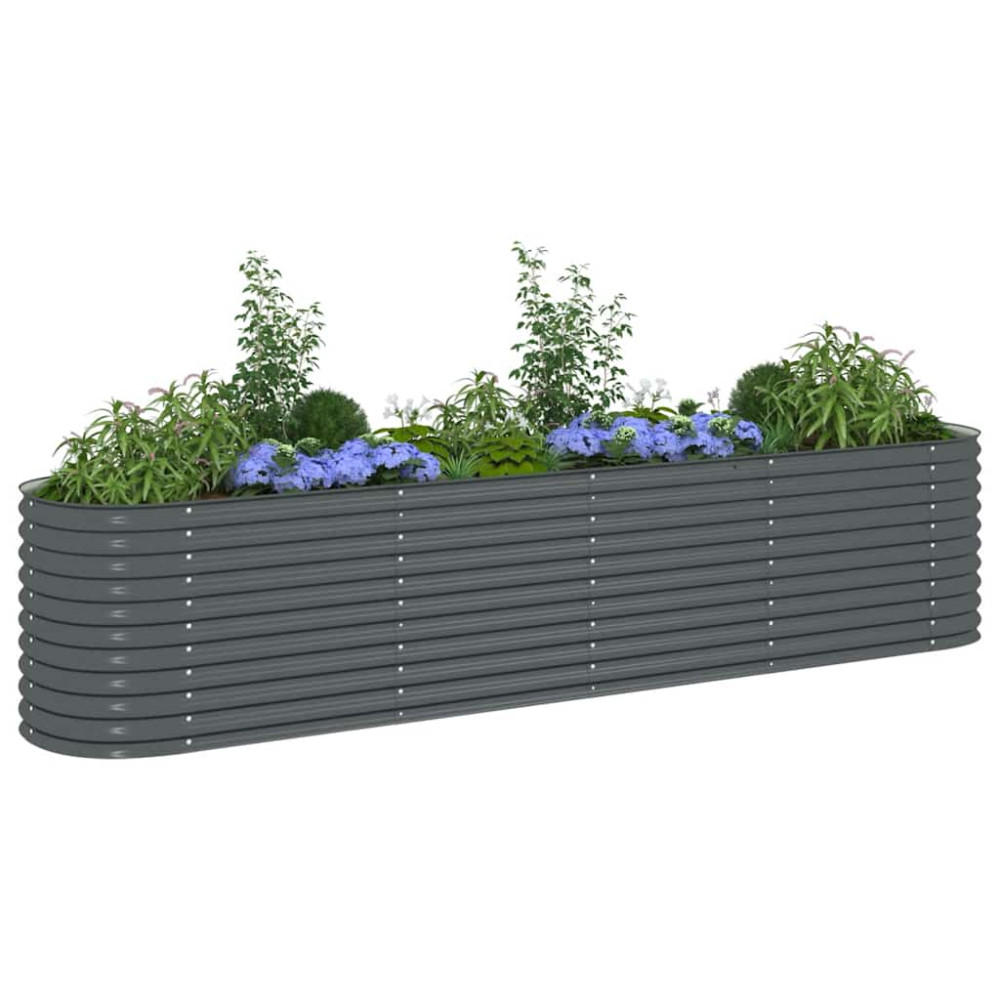 Produktbild för Odlingslåda upphöjd galvaniserat stål 400x80x81 cm grå