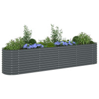 Produktbild för Odlingslåda upphöjd galvaniserat stål 400x80x81 cm grå
