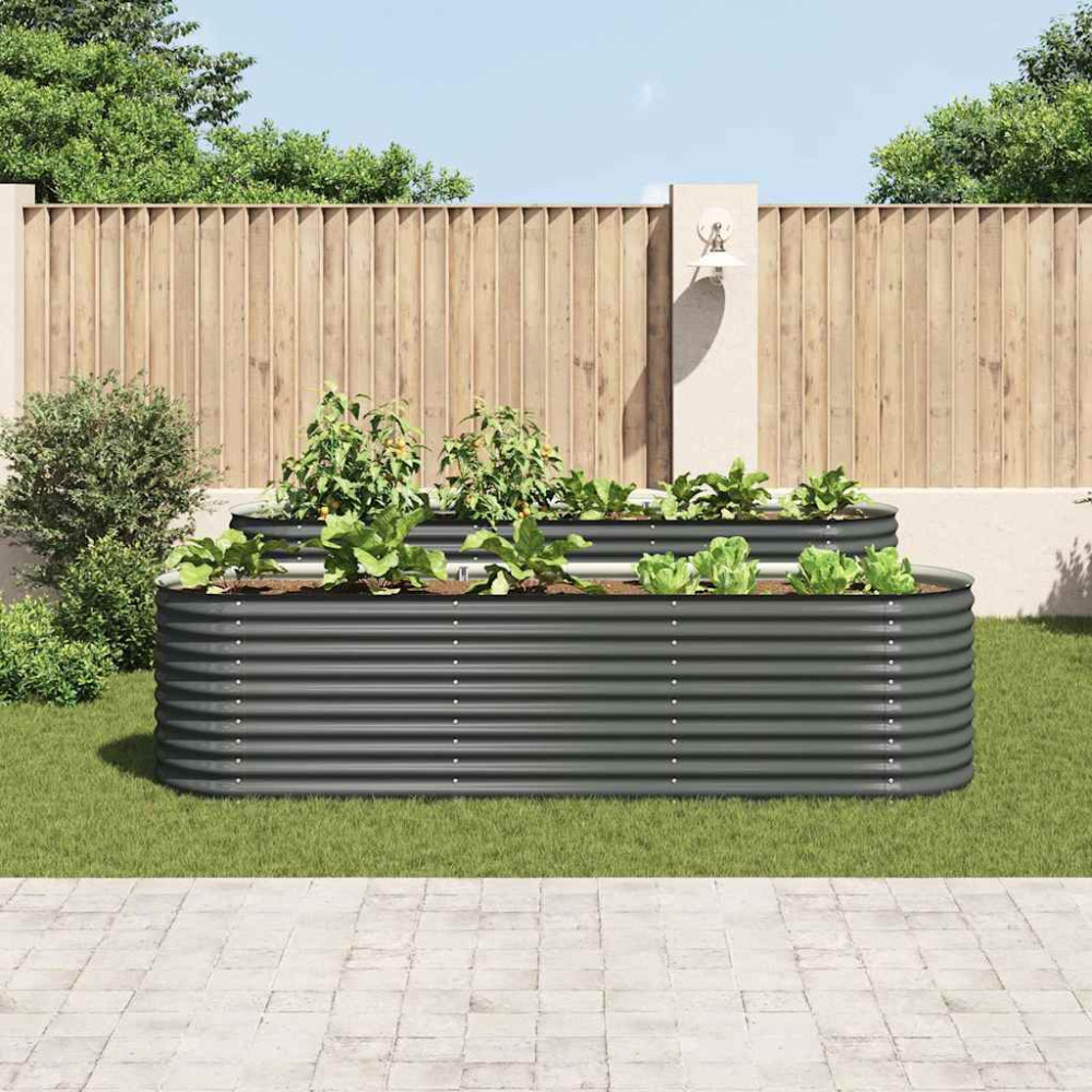Produktbild för Odlingslåda upphöjd galvaniserat stål 320x80x81 cm grå