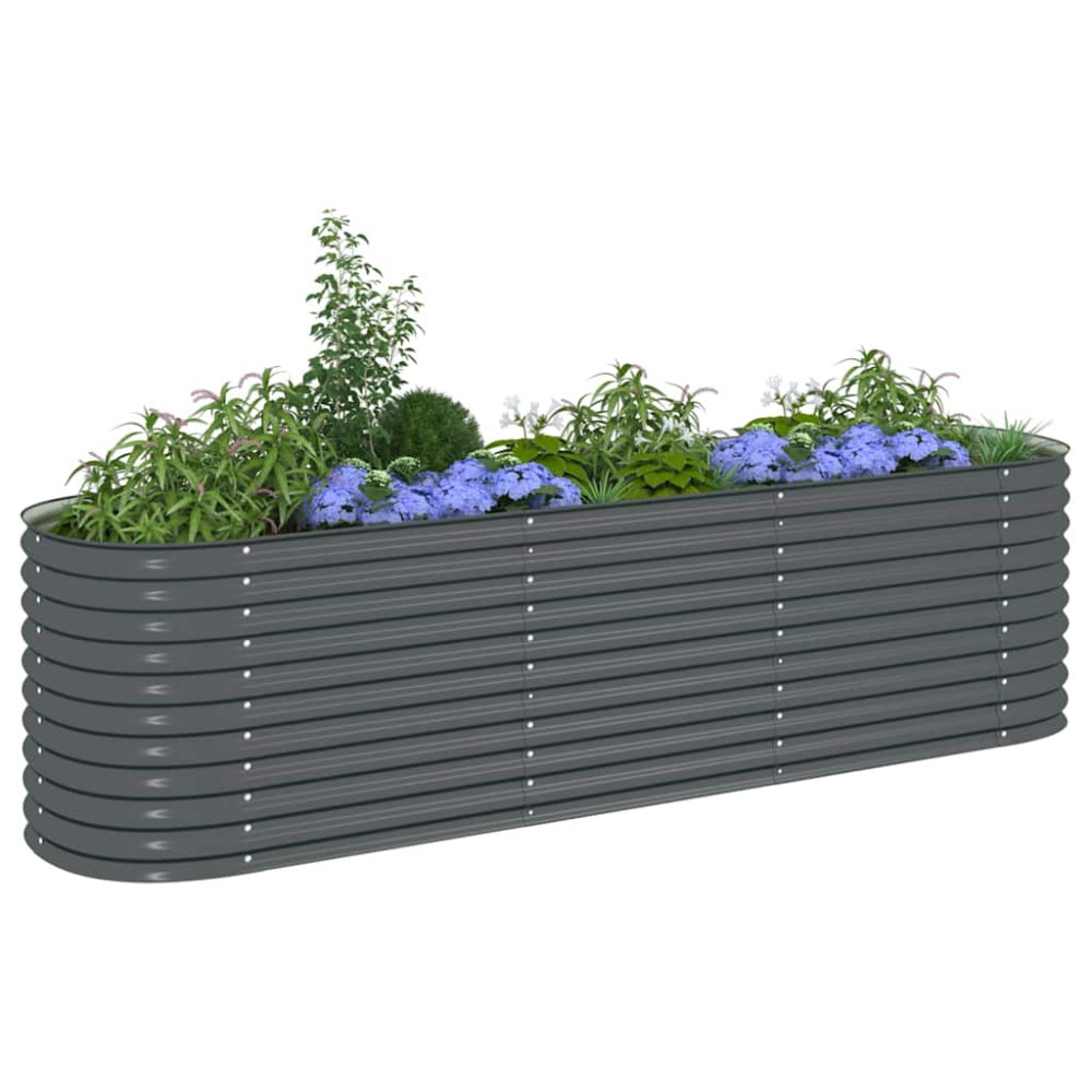 Produktbild för Odlingslåda upphöjd galvaniserat stål 320x80x81 cm grå