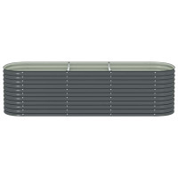Produktbild för Odlingslåda upphöjd galvaniserat stål 320x80x81 cm grå