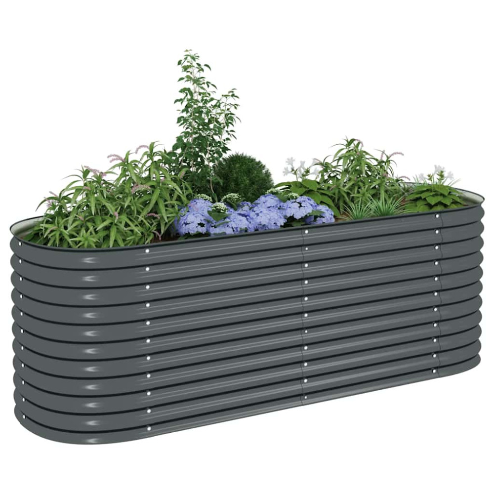 Produktbild för Odlingslåda upphöjd galvaniserat stål 240x80x81 cm grå