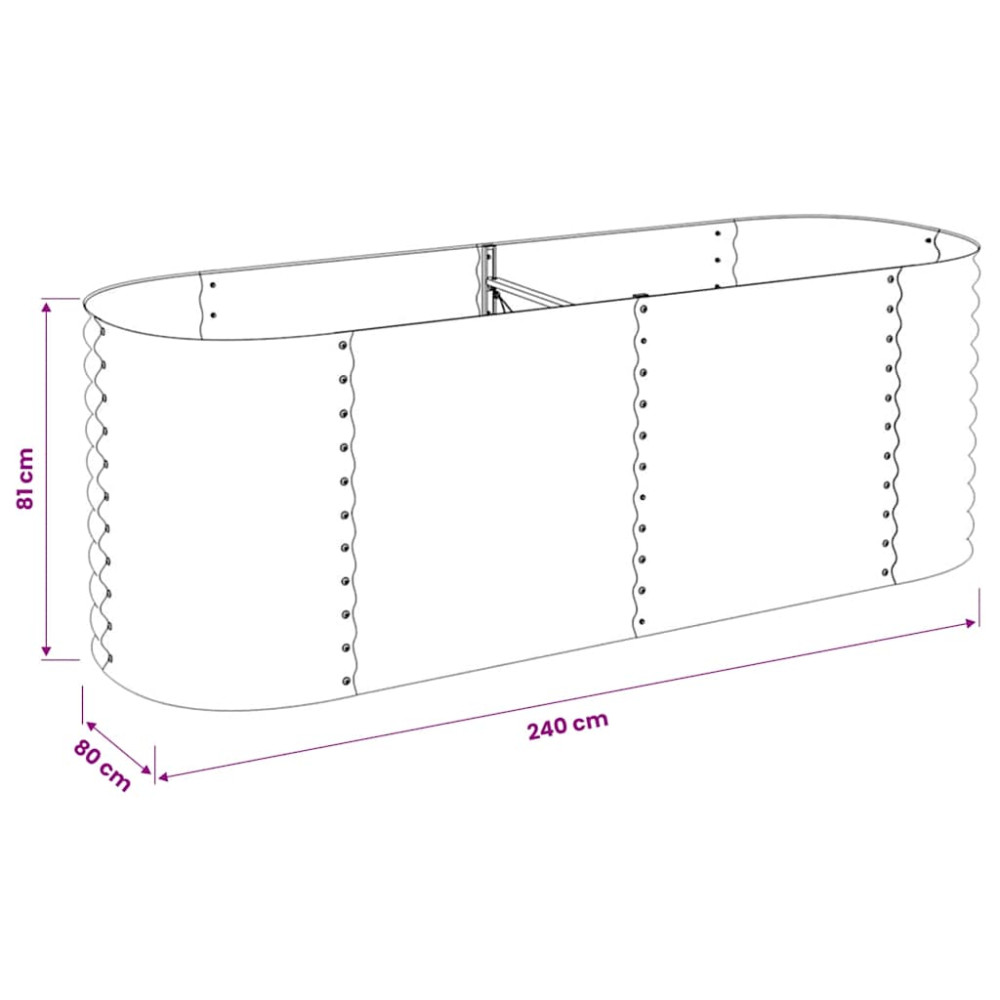 Produktbild för Odlingslåda upphöjd galvaniserat stål 240x80x81 cm grå