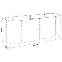 Produktbild för Odlingslåda upphöjd galvaniserat stål 240x80x81 cm grå