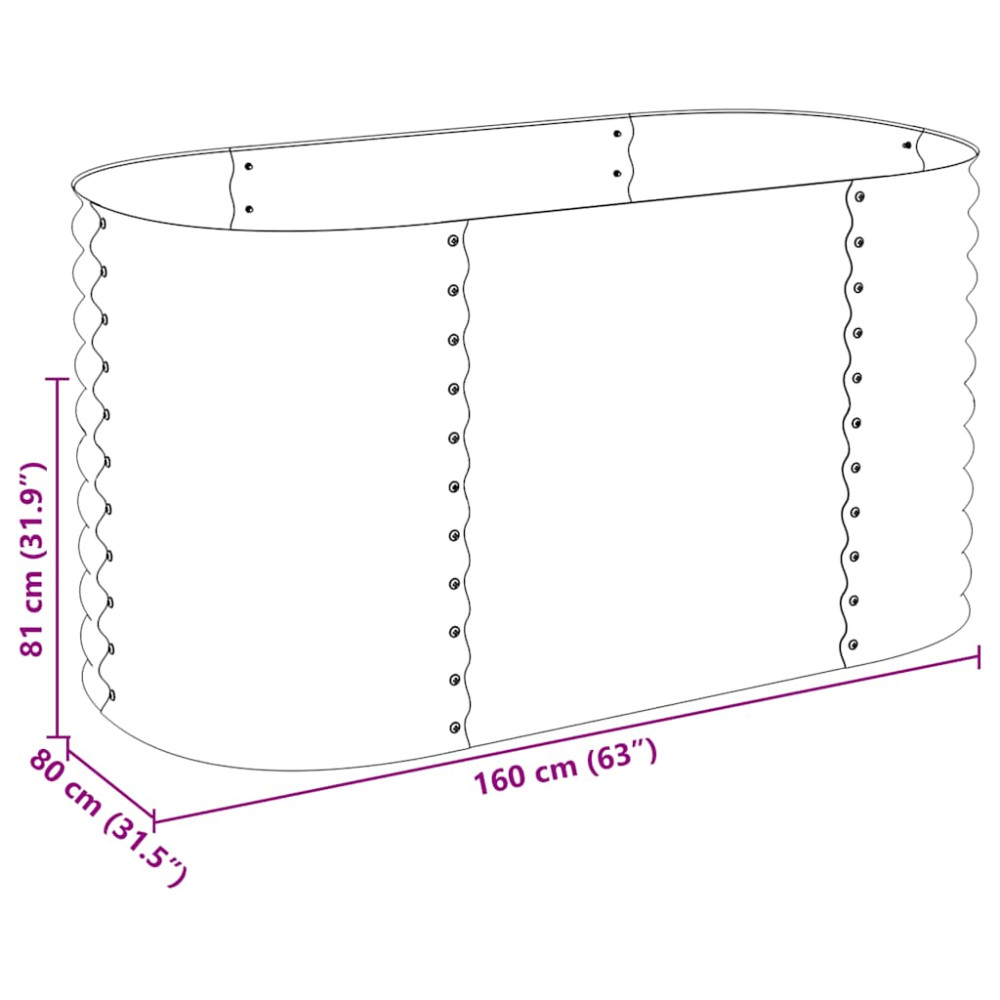 Produktbild för Odlingslåda upphöjd galvaniserat stål 160x80x81 cm grå