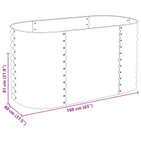 Produktbild för Odlingslåda upphöjd galvaniserat stål 160x80x81 cm grå