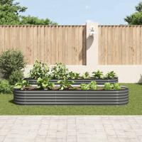 Produktbild för Odlingslåda upphöjd galvaniserat stål 320x80x44 cm grå