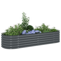 Produktbild för Odlingslåda upphöjd galvaniserat stål 240x80x44 cm grå