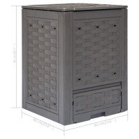 Produktbild för Trädgårdskompost brun 60x60x83 cm 300 L plastrotting