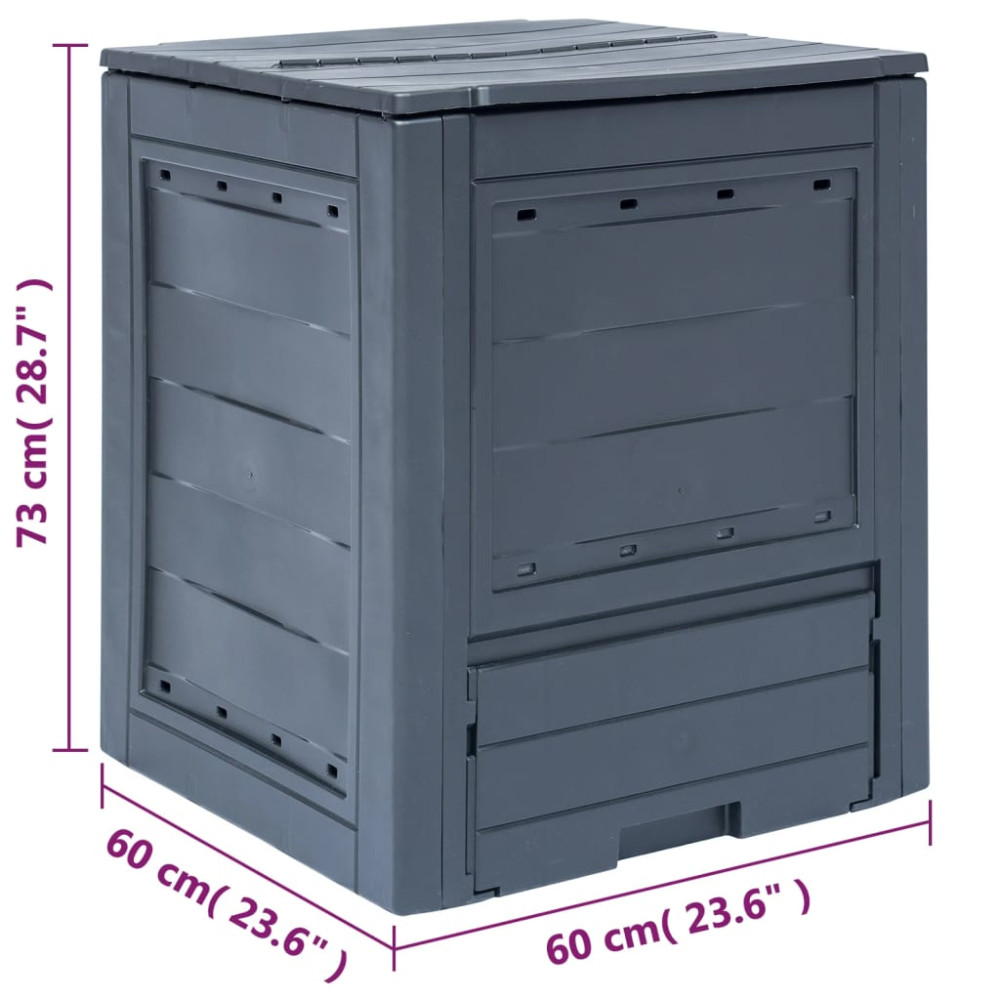 Produktbild för Trädgårdskompost grå 60x60x73 cm 260 L