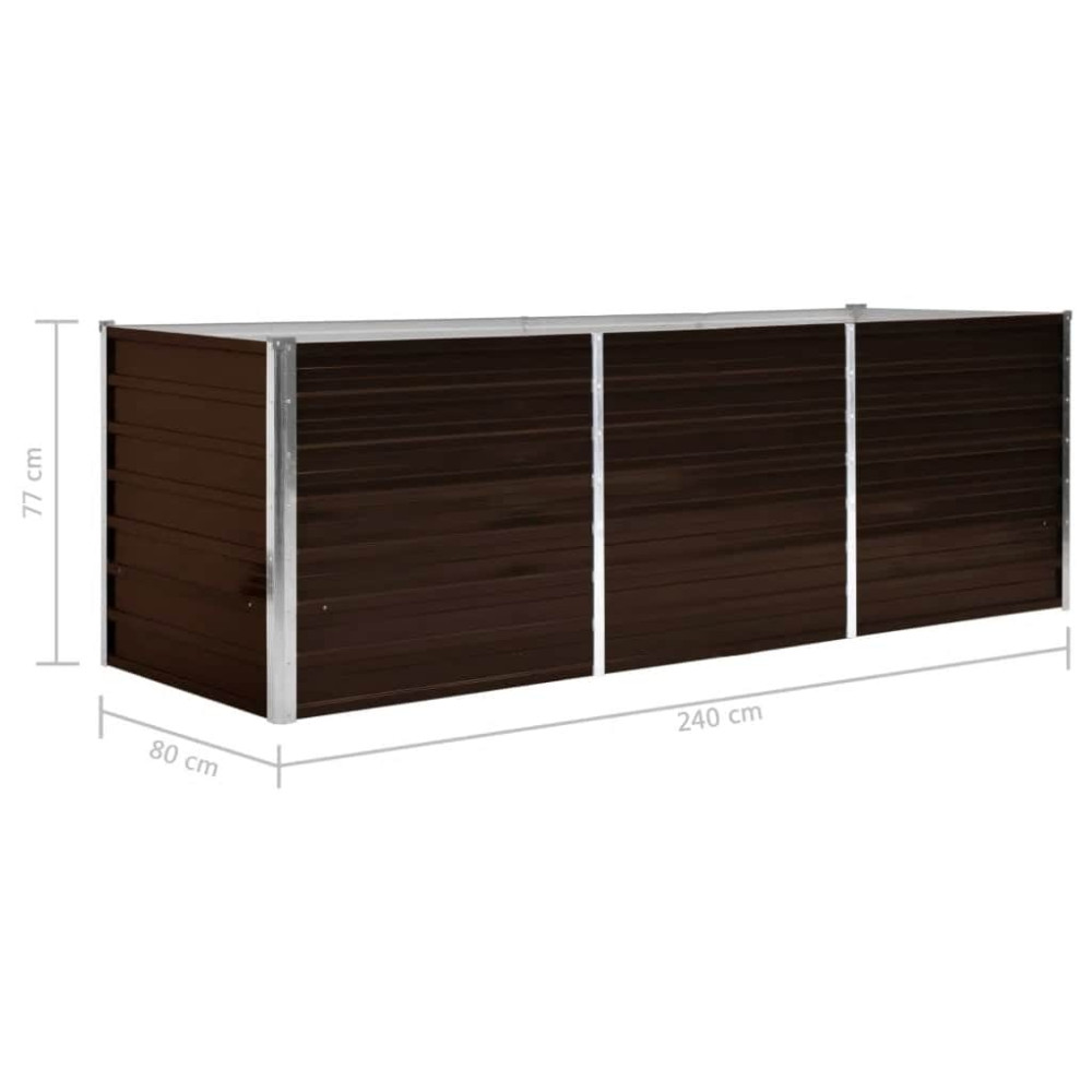 Produktbild för Odlingslåda upphöjd brun 240x80x77 cm galvaniserat stål