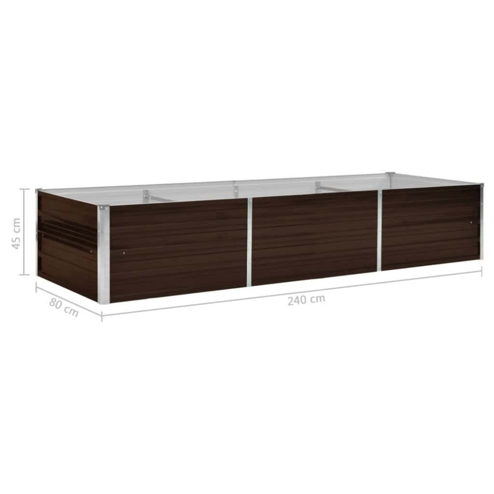 Produktbild för Odlingslåda upphöjd brun 240x80x45 cm galvaniserat stål