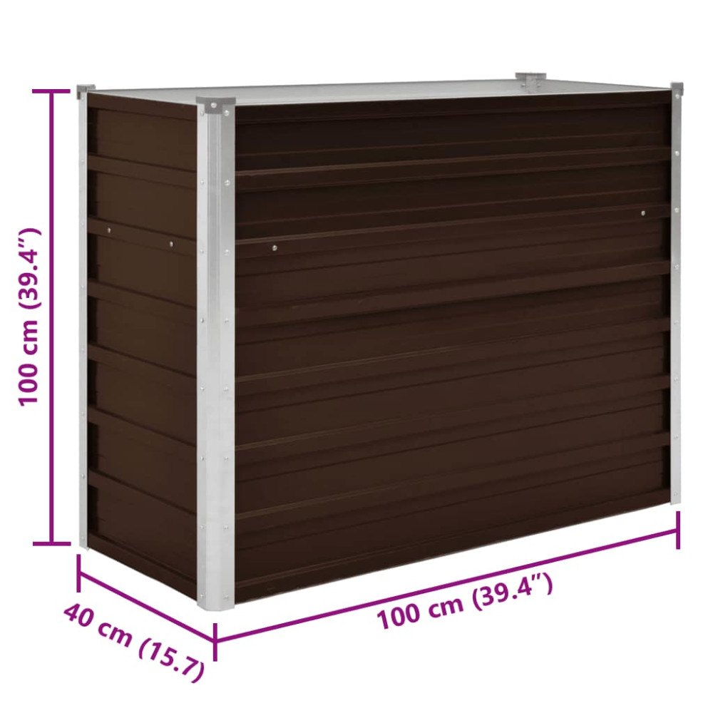 Produktbild för Odlingslåda upphöjd brun 100x40x77 cm galvaniserat stål