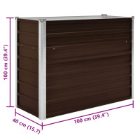 Produktbild för Odlingslåda upphöjd brun 100x40x77 cm galvaniserat stål
