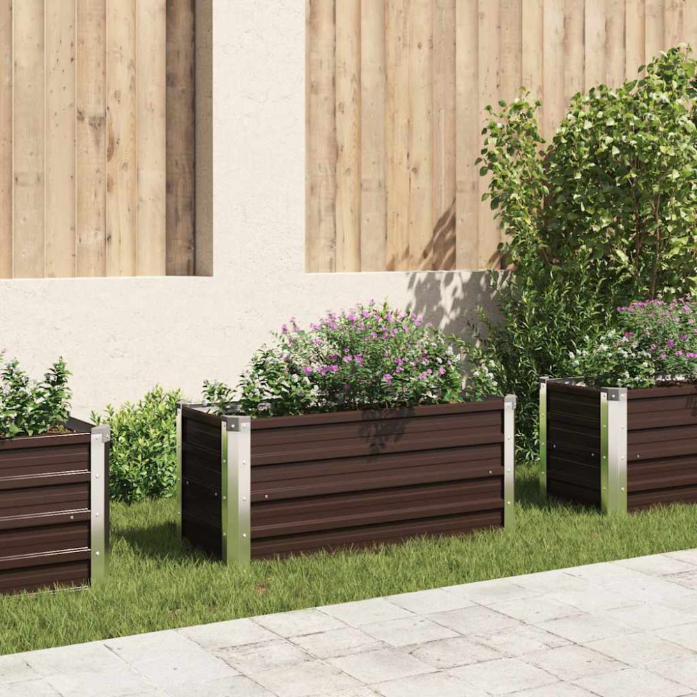 Produktbild för Odlingslåda upphöjd brun 100x40x45 cm galvaniserat stål