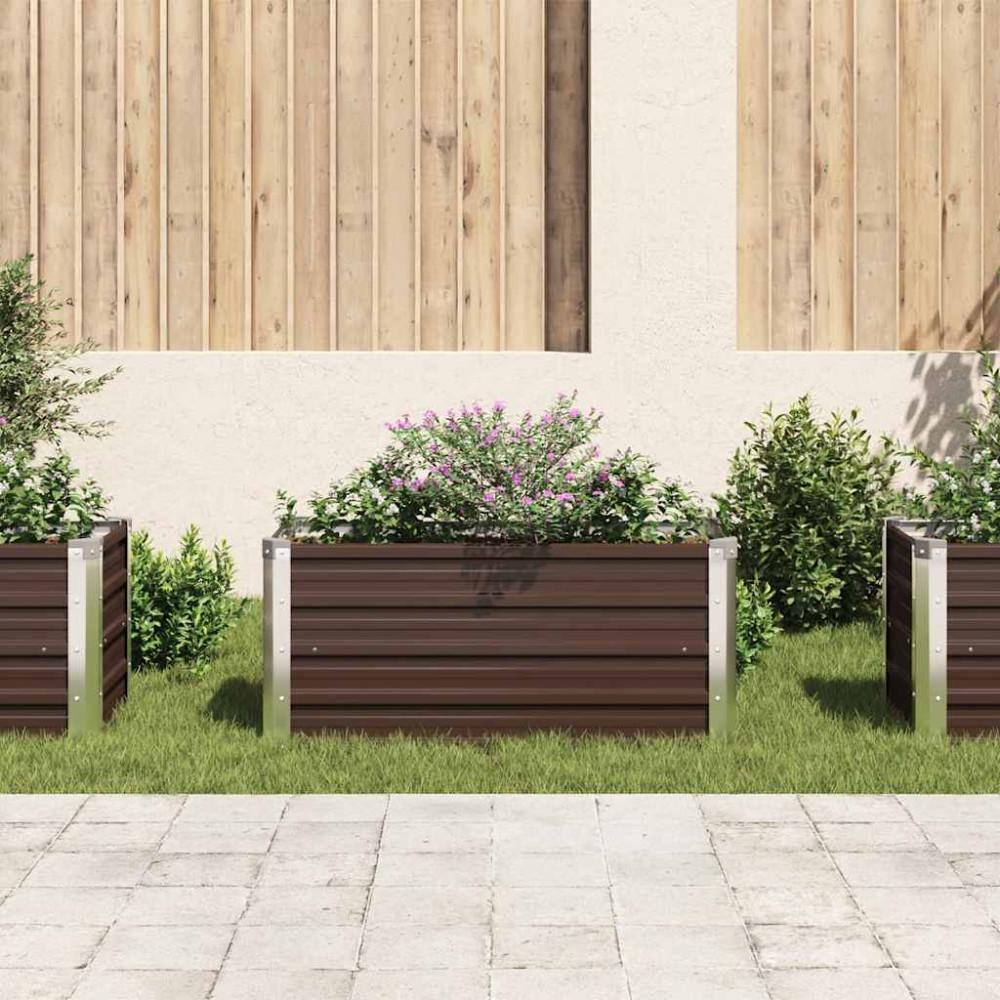 Produktbild för Odlingslåda upphöjd brun 100x40x45 cm galvaniserat stål