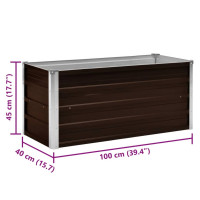 Produktbild för Odlingslåda upphöjd brun 100x40x45 cm galvaniserat stål