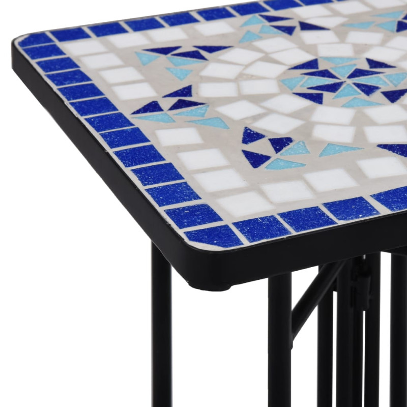 Produktbild för Sidobord med mosaik blå och vit keramik