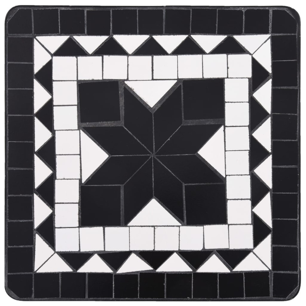 Produktbild för Sidobord med mosaik svart och vit keramik