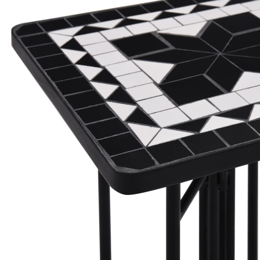 Produktbild för Sidobord med mosaik svart och vit keramik