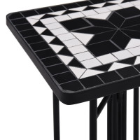 Produktbild för Sidobord med mosaik svart och vit keramik