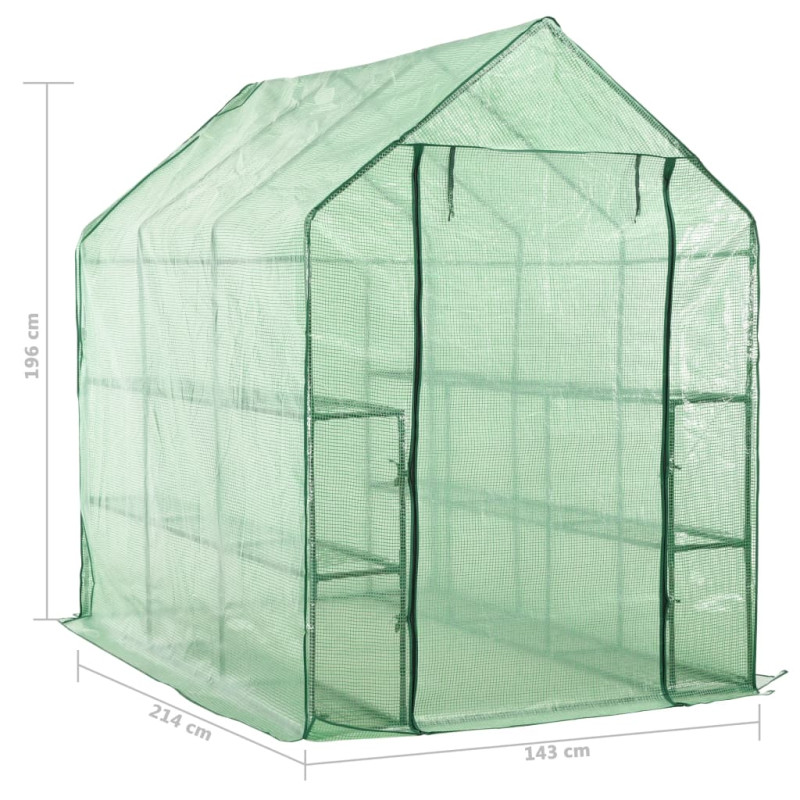 Produktbild för Växthus med 12 hyllor stål 143x214x196 cm