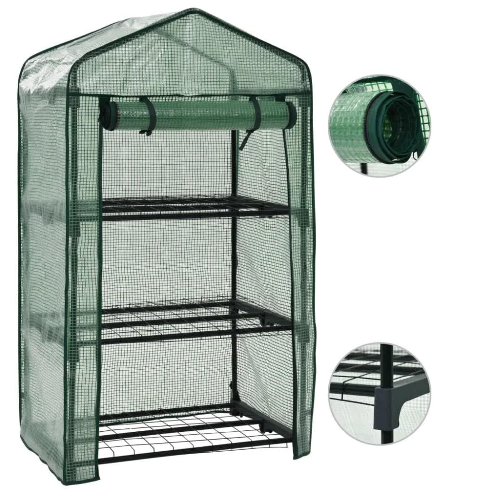 Produktbild för Miniväxthus 3 hyllor 69x49x125 cm
