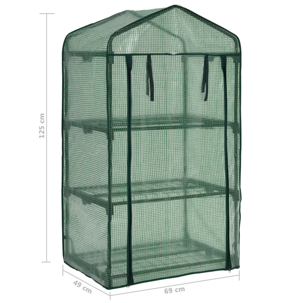 Produktbild för Miniväxthus 3 hyllor 69x49x125 cm
