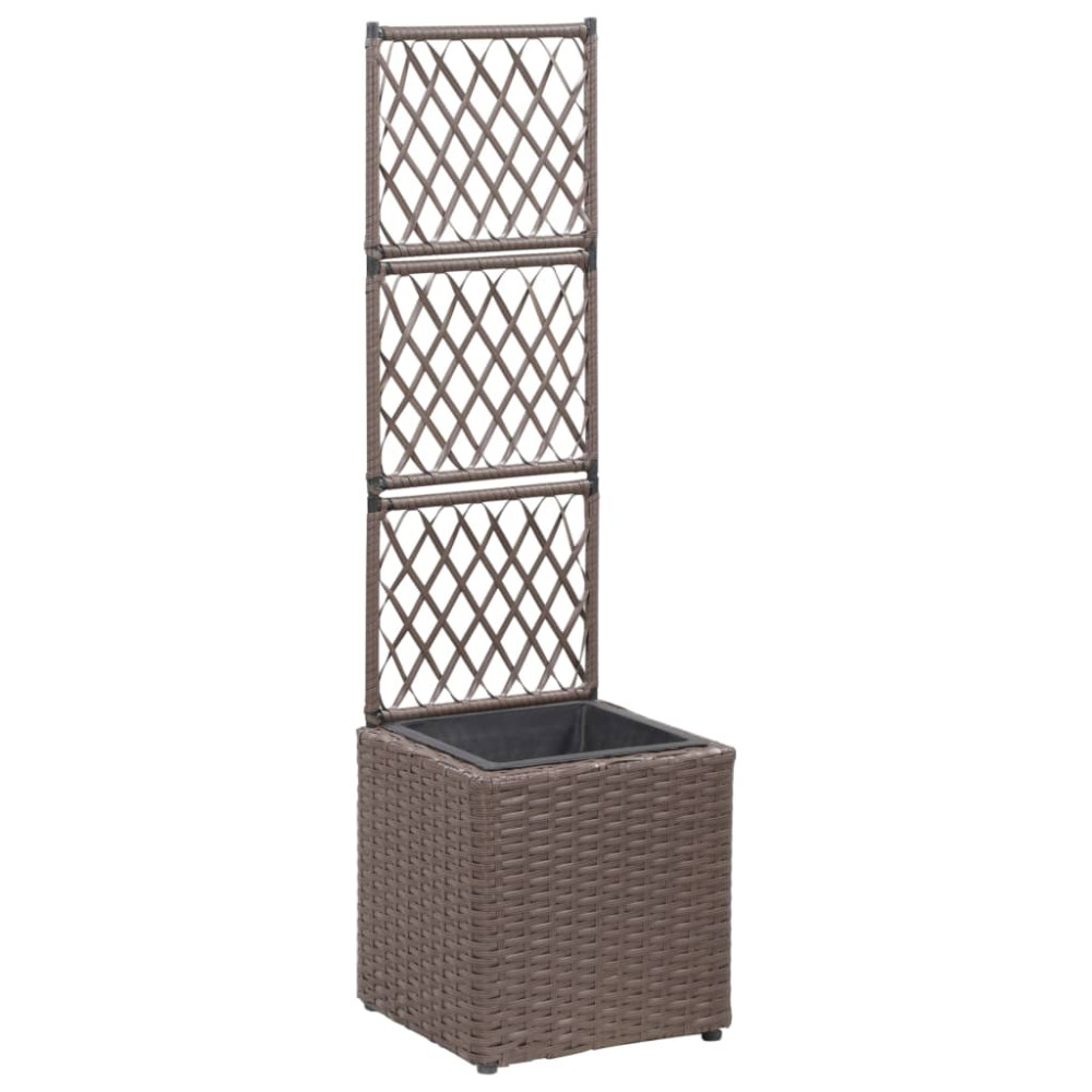 Produktbild för Spaljé med 1 kruka upphöjd 30x30x107 cm konstrotting brun