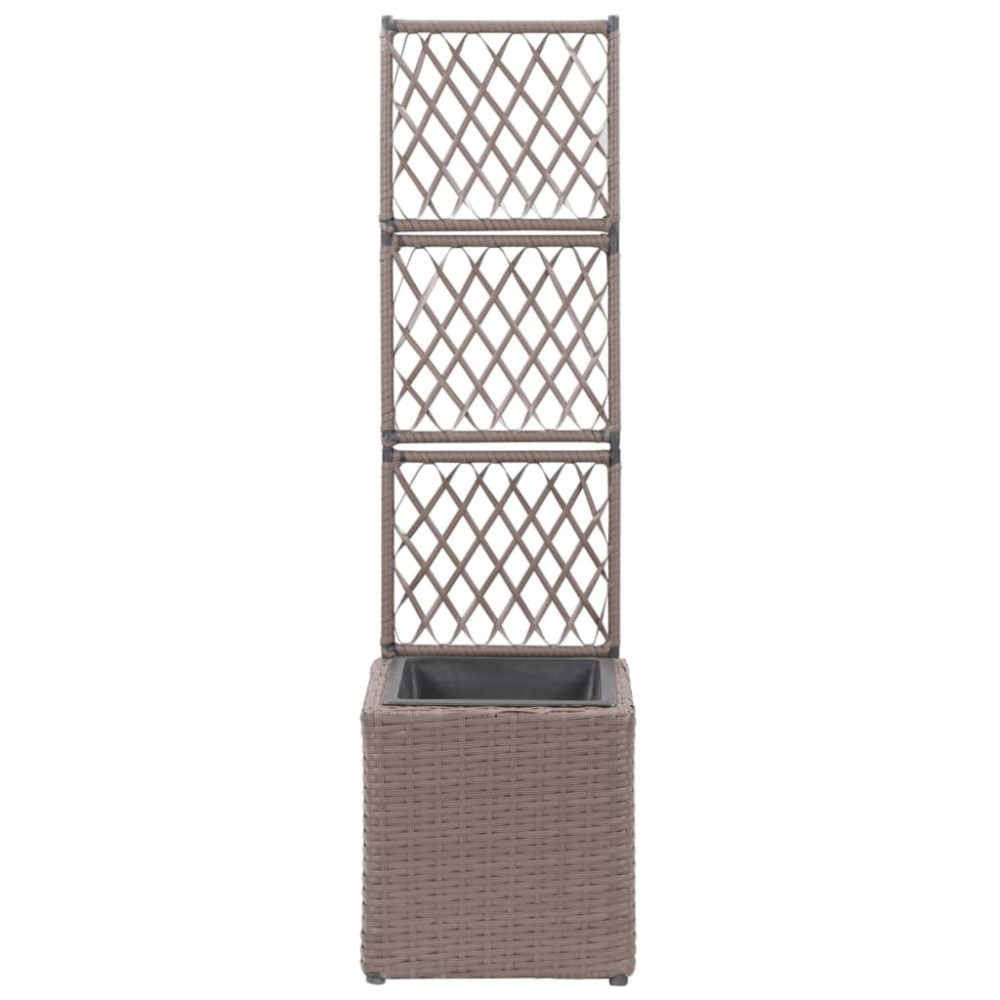 Produktbild för Spaljé med 1 kruka upphöjd 30x30x107 cm konstrotting brun