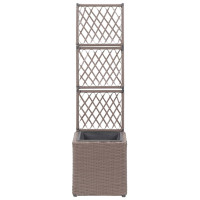 Produktbild för Spaljé med 1 kruka upphöjd 30x30x107 cm konstrotting brun