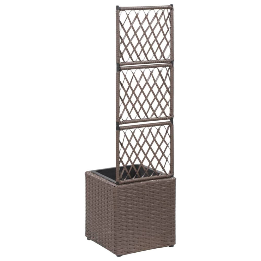 Produktbild för Spaljé med 1 kruka upphöjd 30x30x107 cm konstrotting brun