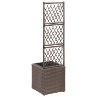 Produktbild för Spaljé med 1 kruka upphöjd 30x30x107 cm konstrotting brun