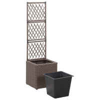 Produktbild för Spaljé med 1 kruka upphöjd 30x30x107 cm konstrotting brun