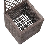 Produktbild för Spaljé med 1 kruka upphöjd 30x30x107 cm konstrotting brun