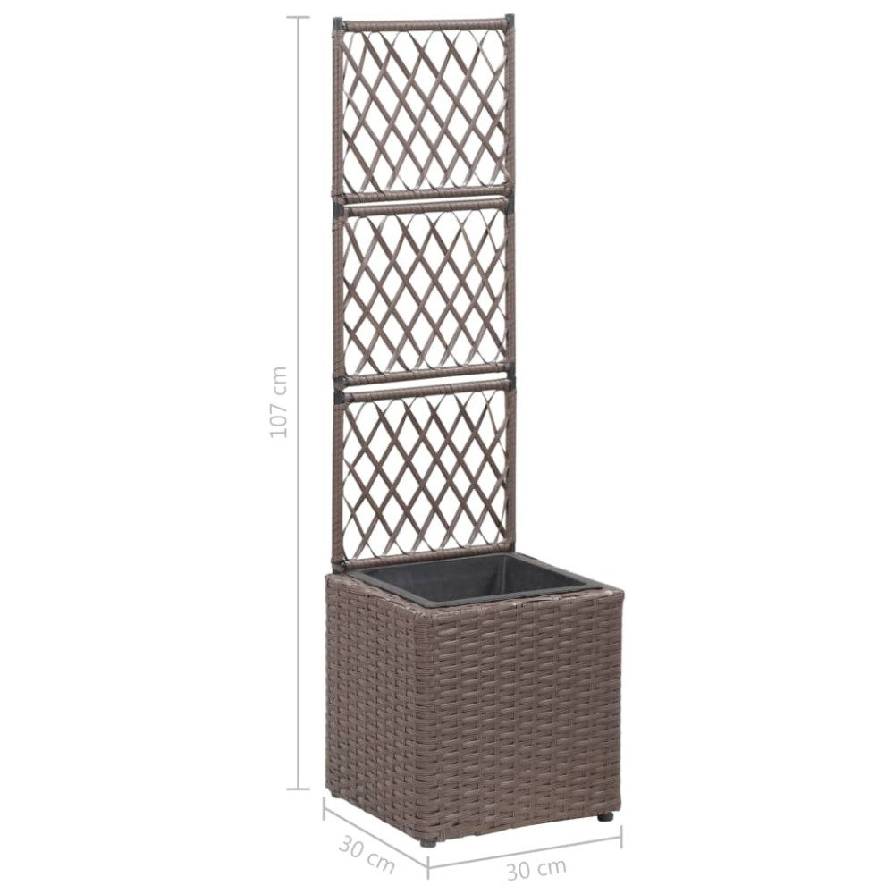 Produktbild för Spaljé med 1 kruka upphöjd 30x30x107 cm konstrotting brun