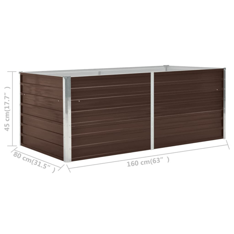 Produktbild för Odlingslåda 160x80x45 cm galvaniserat stål brun