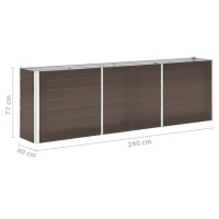 Produktbild för Odlingslåda upphöjd galvaniserat stål 240x40x77 cm brun