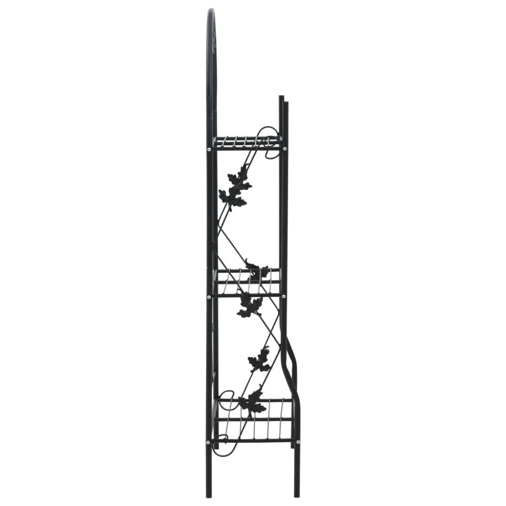 Produktbild för Växtstöd 3 hyllor svart 52x28x128 cm järn