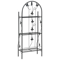Produktbild för Växtstöd 3 hyllor svart 52x28x128 cm järn