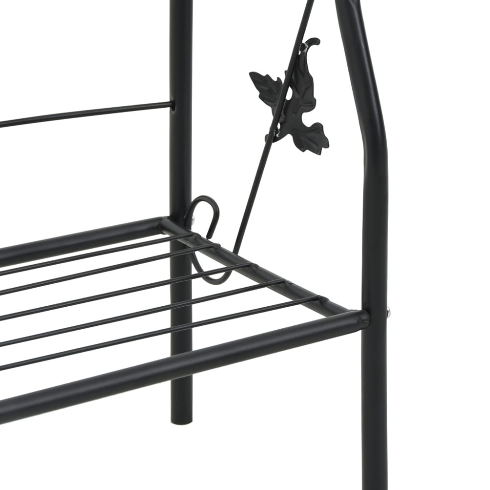 Produktbild för Växtstöd 3 hyllor svart 52x28x128 cm järn