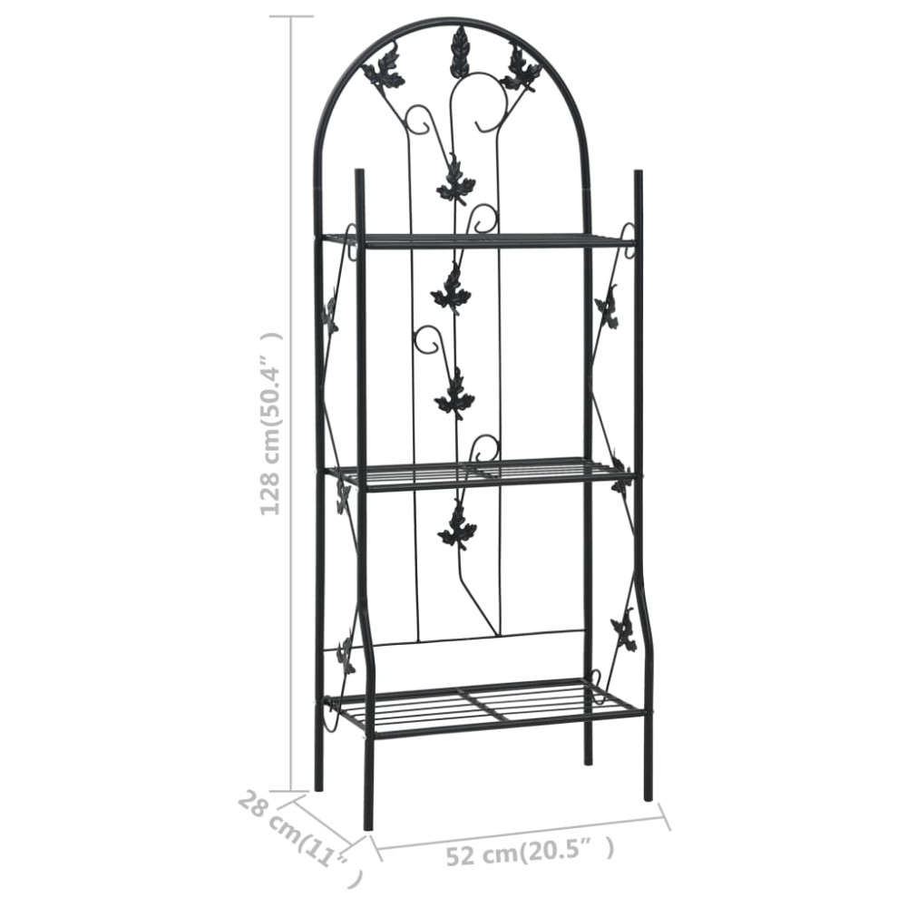 Produktbild för Växtstöd 3 hyllor svart 52x28x128 cm järn