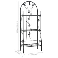 Produktbild för Växtstöd 3 hyllor svart 52x28x128 cm järn