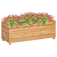 Produktbild för Blomlåda upphöjd 100x40x38 cm återvunnet teakträ och stål